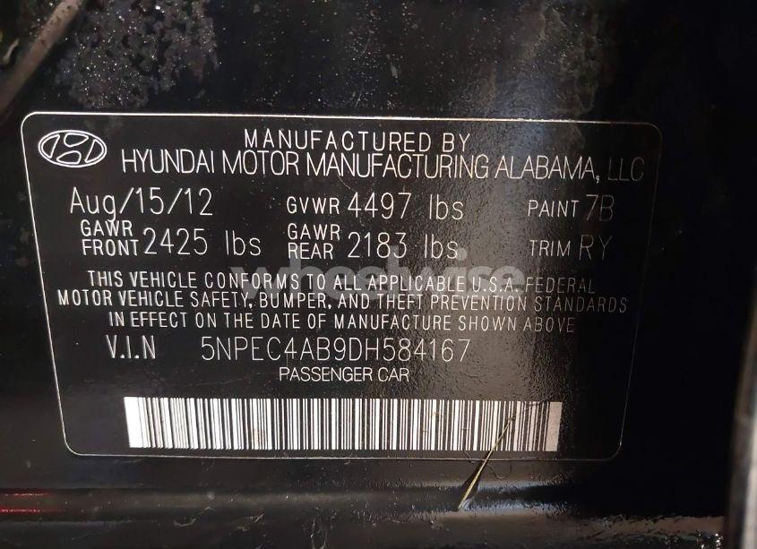 Photo 9 of 2013 Hyundai Sonata SE 2.0T (VIN 5NPEC4AB9DH584167)