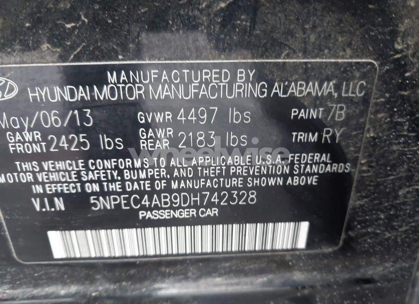 Photo 9 of 2013 Hyundai Sonata SE 2.0T (VIN 5NPEC4AB9DH742328)