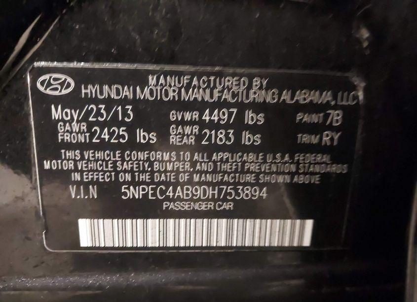 Photo 9 of 2013 Hyundai Sonata SE 2.0T (VIN 5NPEC4AB9DH753894)