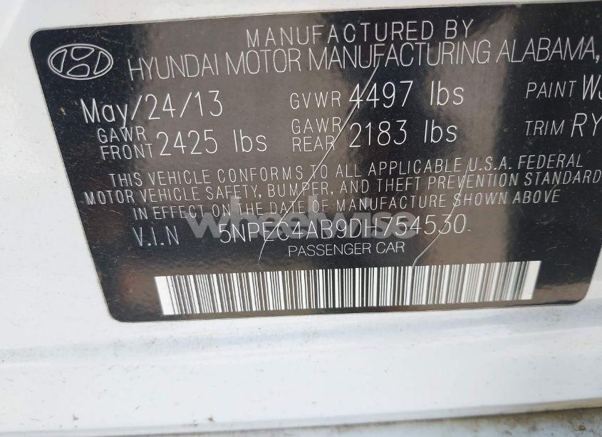 Photo 9 of 2013 Hyundai Sonata SE 2.0T (VIN 5NPEC4AB9DH754530)
