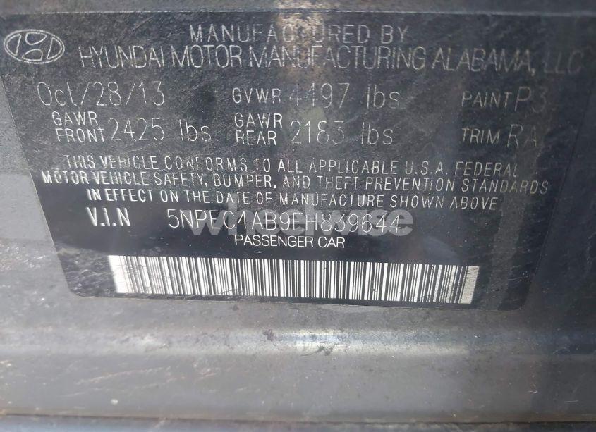 Photo 9 of 2014 Hyundai Sonata SE 2.0T (VIN 5NPEC4AB9EH839644)