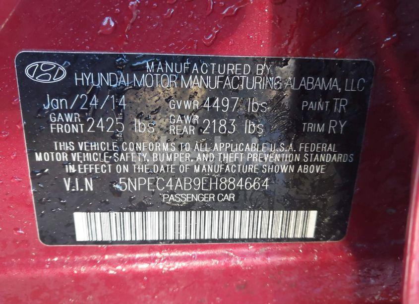 Photo 9 of 2014 Hyundai Sonata SE 2.0T (VIN 5NPEC4AB9EH884664)