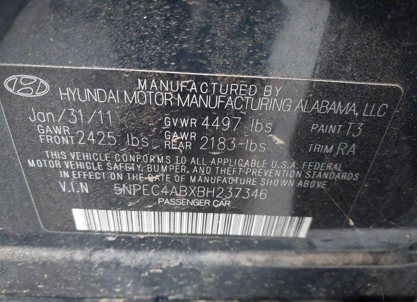 Photo 9 of 2011 Hyundai Sonata LIMITED 2.0T (VIN 5NPEC4ABXBH237346)