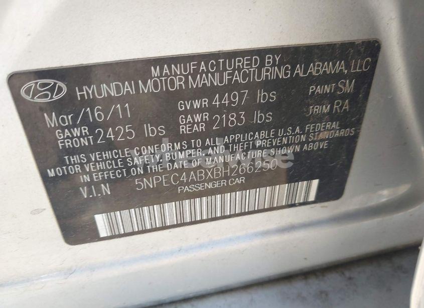Photo 9 of 2011 Hyundai Sonata SE 2.0T (VIN 5NPEC4ABXBH266250)