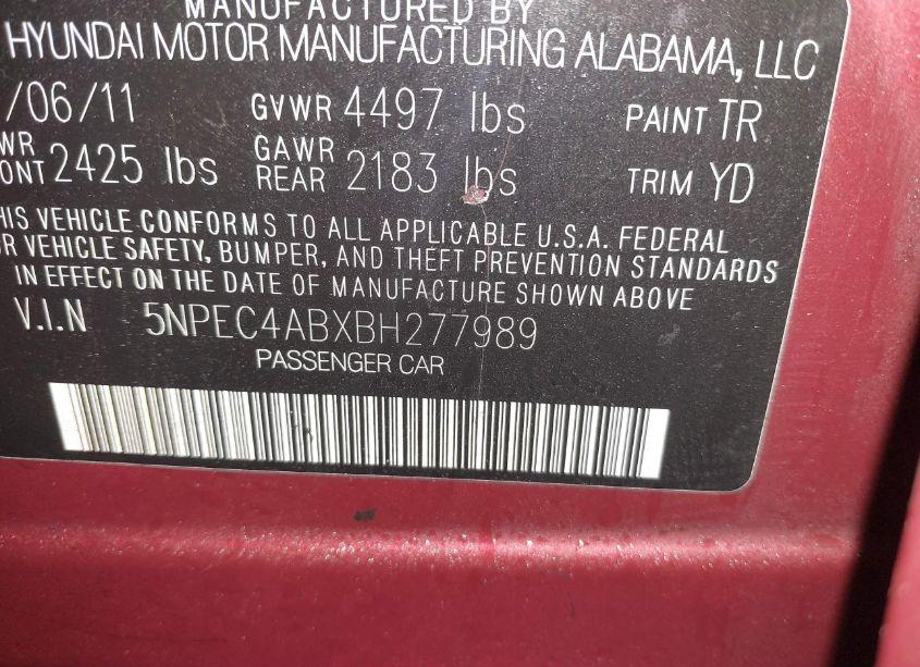 Photo 9 of 2011 Hyundai Sonata LIMITED 2.0T (VIN 5NPEC4ABXBH277989)