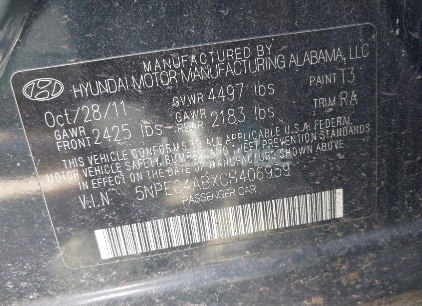 Photo 9 of 2012 Hyundai Sonata LIMITED 2.0T (VIN 5NPEC4ABXCH406959)