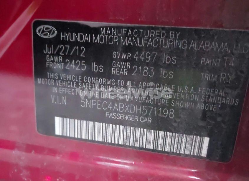 Photo 9 of 2013 Hyundai Sonata SE 2.0T (VIN 5NPEC4ABXDH571198)