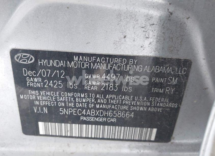 Photo 9 of 2013 Hyundai Sonata LIMITED 2.0T (VIN 5NPEC4ABXDH658664)