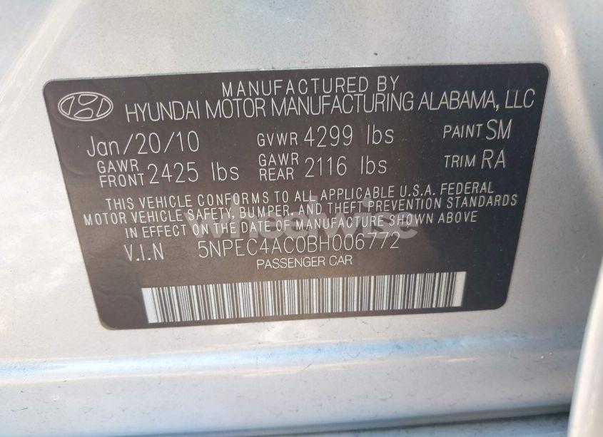 Photo 9 of 2011 Hyundai Sonata LIMITED (VIN 5NPEC4AC0BH006772)