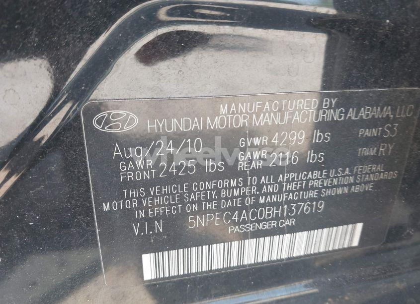 Photo 9 of 2011 Hyundai Sonata LIMITED (VIN 5NPEC4AC0BH137619)