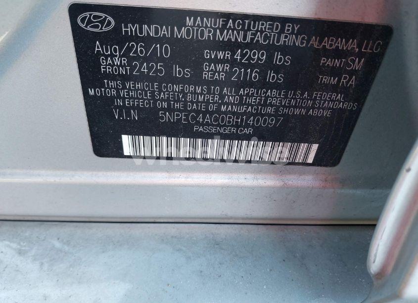 Photo 9 of 2011 Hyundai Sonata LIMITED (VIN 5NPEC4AC0BH140097)