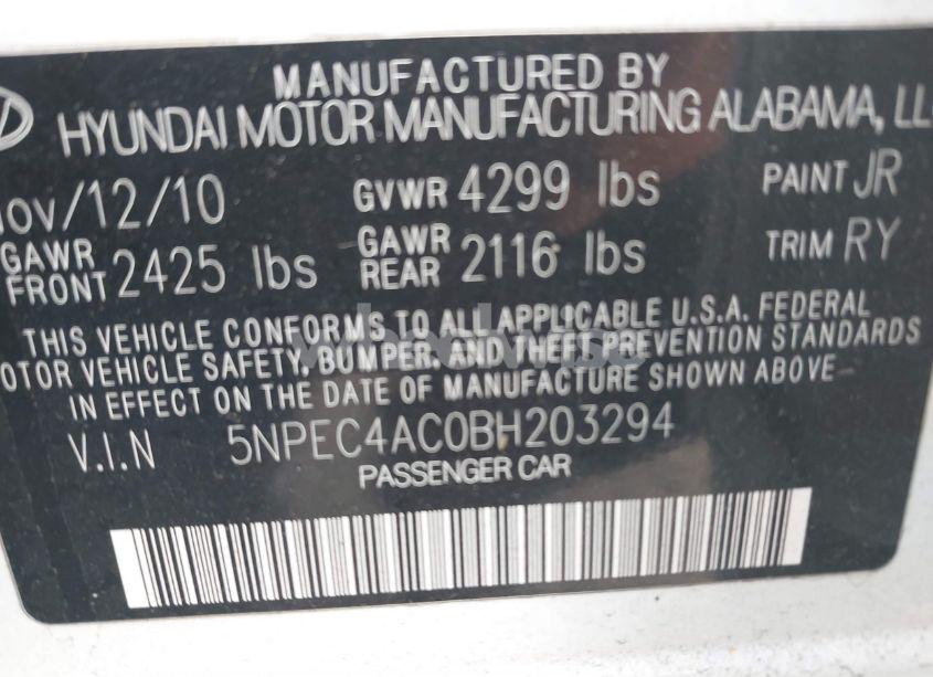 Photo 9 of 2011 Hyundai Sonata LIMITED (VIN 5NPEC4AC0BH203294)