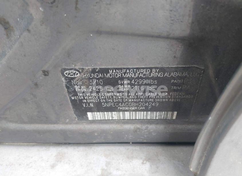 Photo 9 of 2011 Hyundai Sonata SE (VIN 5NPEC4AC0BH204249)