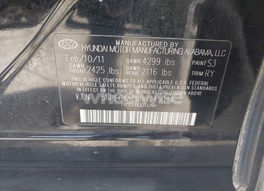 Photo 9 of 2011 Hyundai Sonata SE (VIN 5NPEC4AC0BH245044)