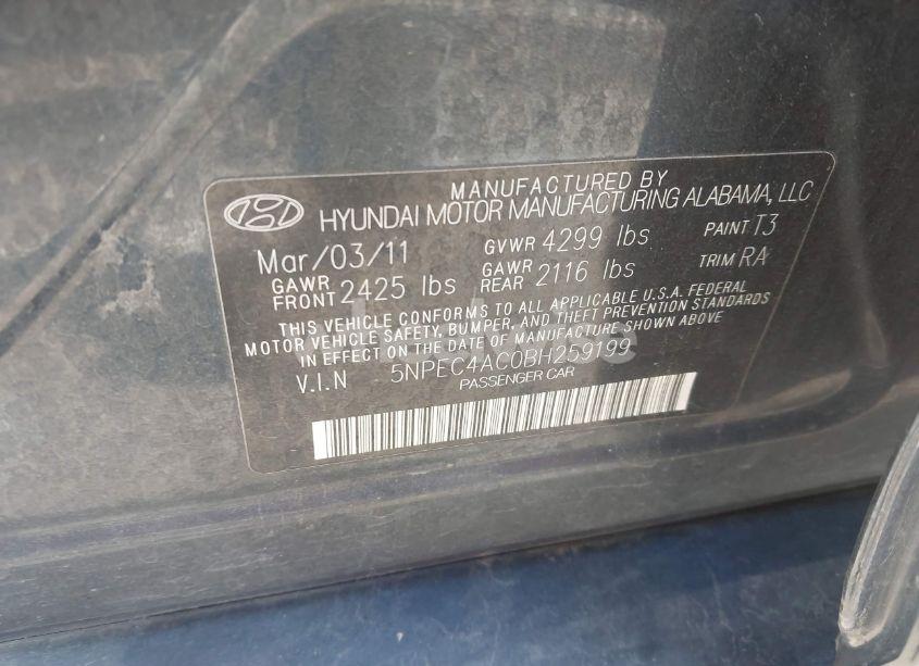 Photo 9 of 2011 Hyundai Sonata SE (VIN 5NPEC4AC0BH259199)