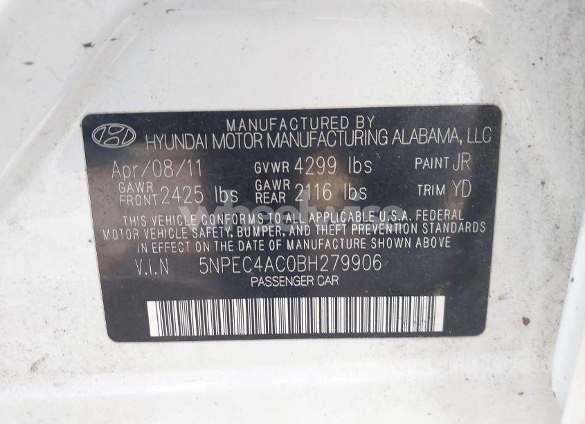 Photo 9 of 2011 Hyundai Sonata LIMITED (VIN 5NPEC4AC0BH279906)