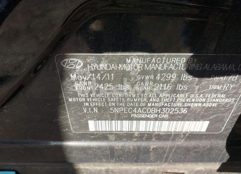 Photo 9 of 2011 Hyundai Sonata SE (VIN 5NPEC4AC0BH302536)