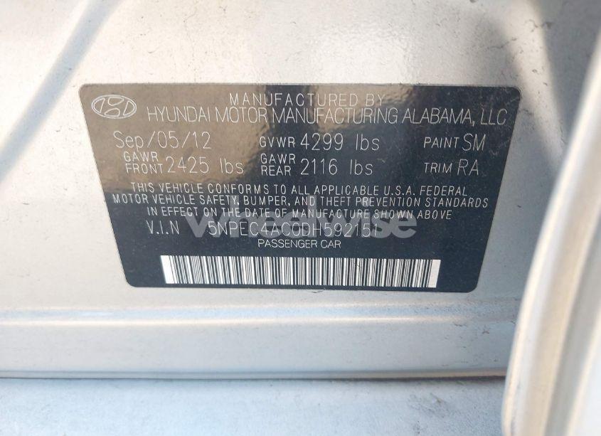 Photo 9 of 2013 Hyundai Sonata LIMITED (VIN 5NPEC4AC0DH592151)