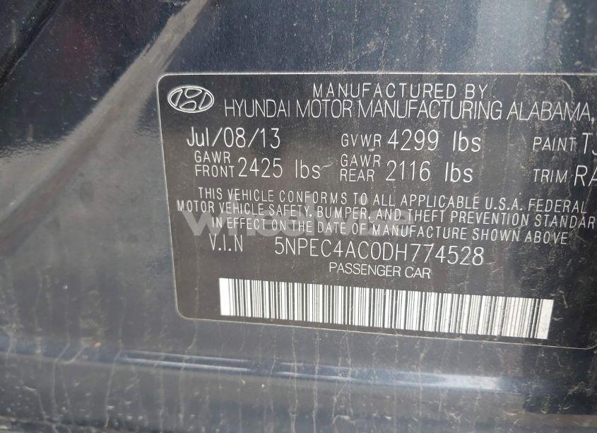 Photo 9 of 2013 Hyundai Sonata LIMITED (VIN 5NPEC4AC0DH774528)