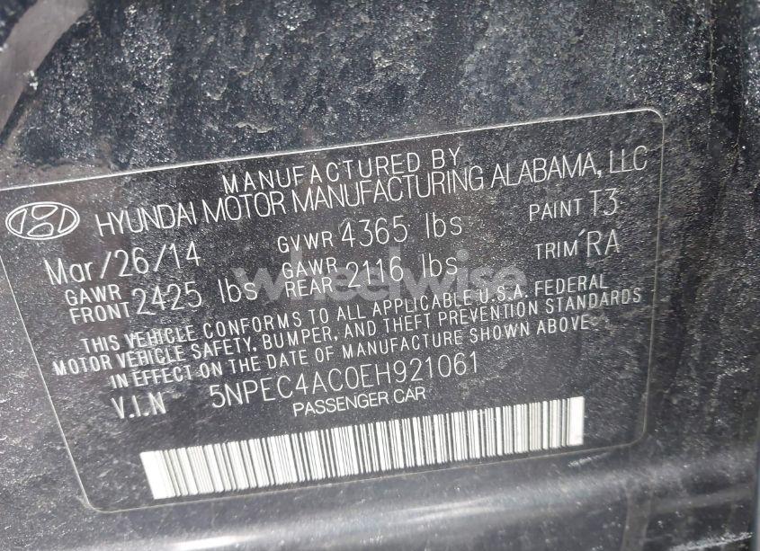 Photo 9 of 2014 Hyundai Sonata LIMITED (VIN 5NPEC4AC0EH921061)