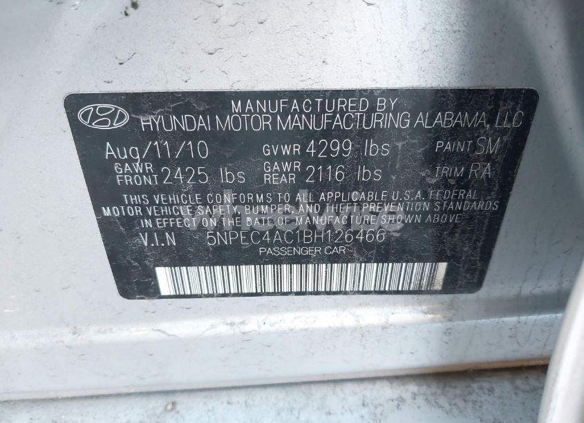 Photo 9 of 2011 Hyundai Sonata LIMITED (VIN 5NPEC4AC1BH126466)