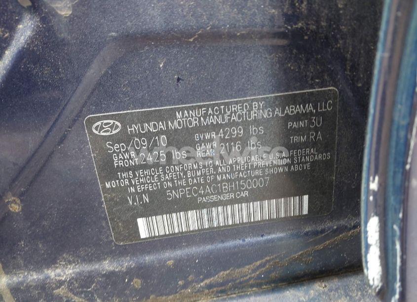 Photo 9 of 2011 Hyundai Sonata SE (VIN 5NPEC4AC1BH150007)