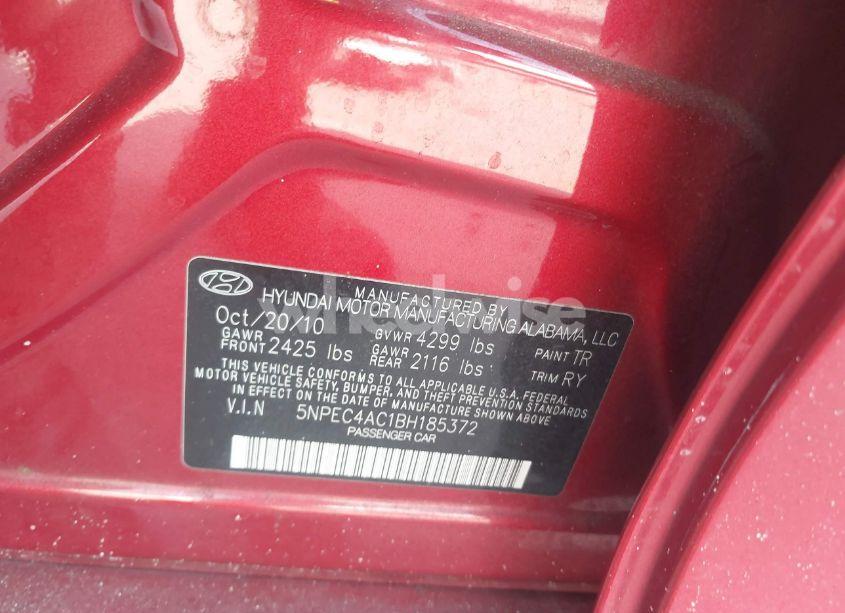 Photo 9 of 2011 Hyundai Sonata SE (VIN 5NPEC4AC1BH185372)