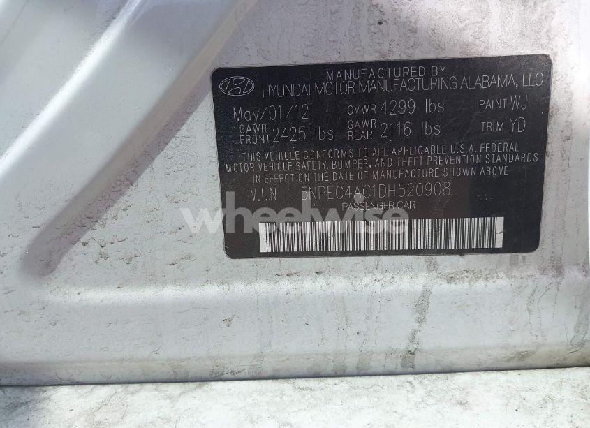 Photo 9 of 2013 Hyundai Sonata LIMITED (VIN 5NPEC4AC1DH520908)