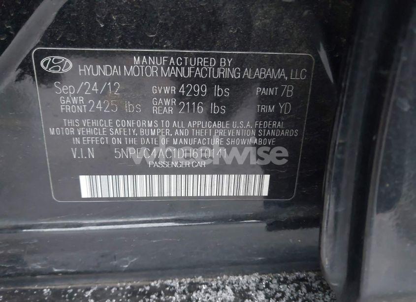 Photo 9 of 2013 Hyundai Sonata LIMITED (VIN 5NPEC4AC1DH610141)