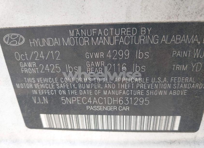 Photo 9 of 2013 Hyundai Sonata LIMITED (VIN 5NPEC4AC1DH631295)