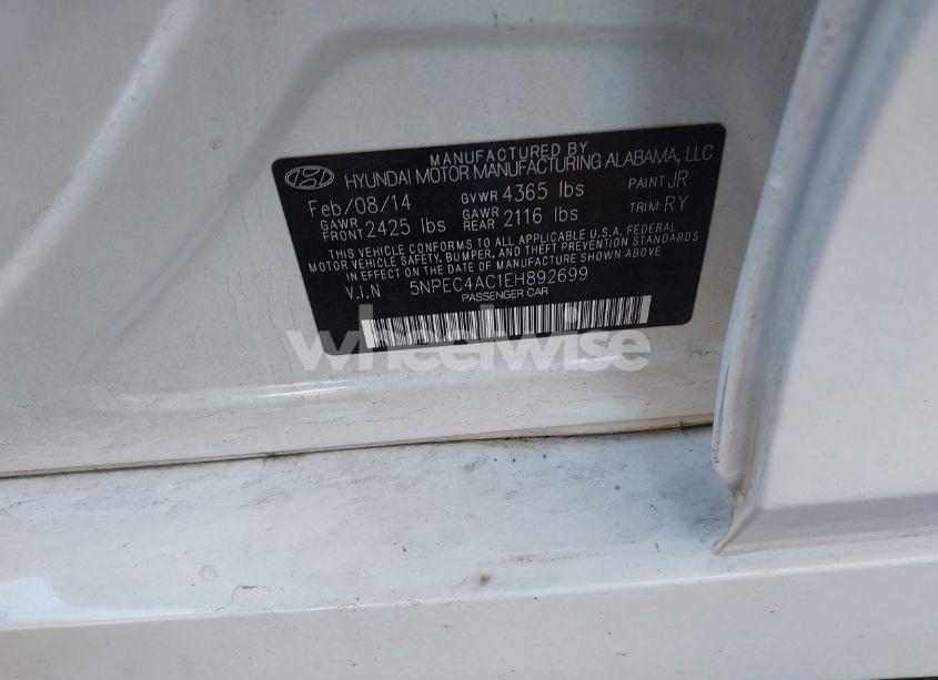 Photo 9 of 2014 Hyundai Sonata SE (VIN 5NPEC4AC1EH892699)