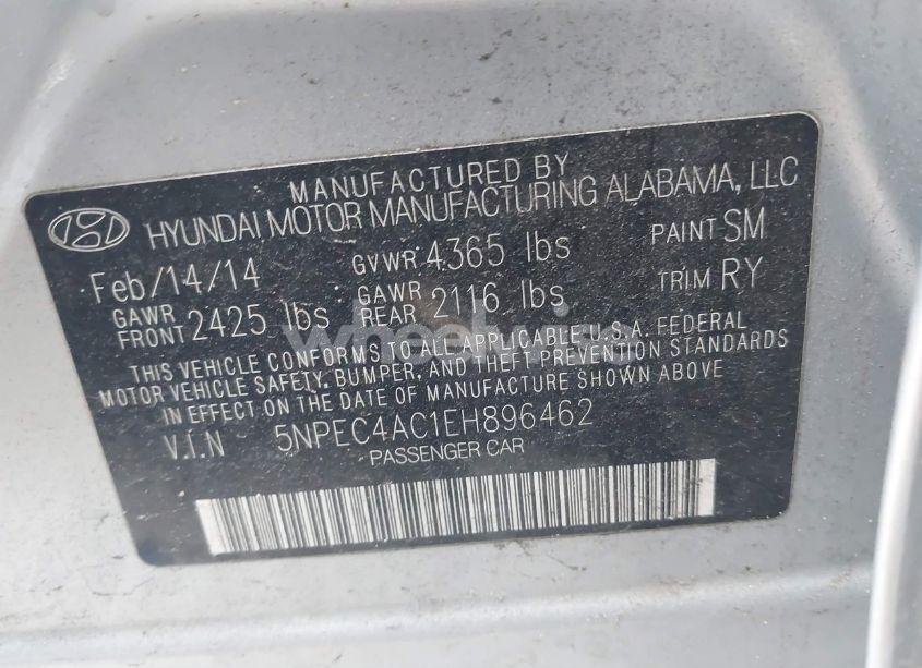 Photo 9 of 2014 Hyundai Sonata LIMITED (VIN 5NPEC4AC1EH896462)