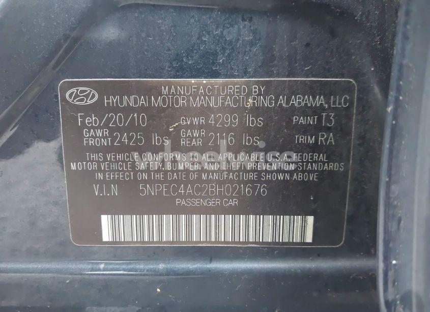 Photo 9 of 2011 Hyundai Sonata LIMITED (VIN 5NPEC4AC2BH021676)