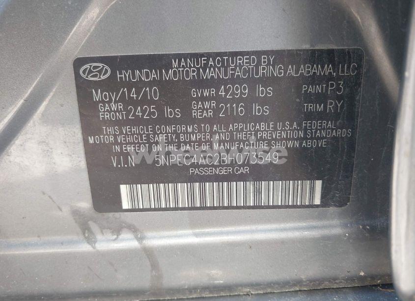 Photo 9 of 2011 Hyundai Sonata LIMITED (VIN 5NPEC4AC2BH073549)