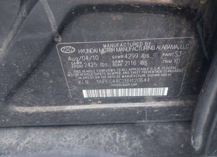 Photo 9 of 2011 Hyundai Sonata LIMITED (VIN 5NPEC4AC2BH120644)