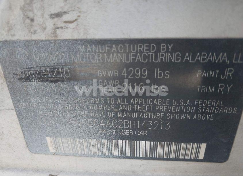 Photo 9 of 2011 Hyundai Sonata SE (VIN 5NPEC4AC2BH143213)