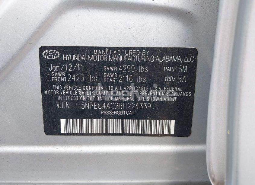 Photo 9 of 2011 Hyundai Sonata LIMITED (VIN 5NPEC4AC2BH224339)