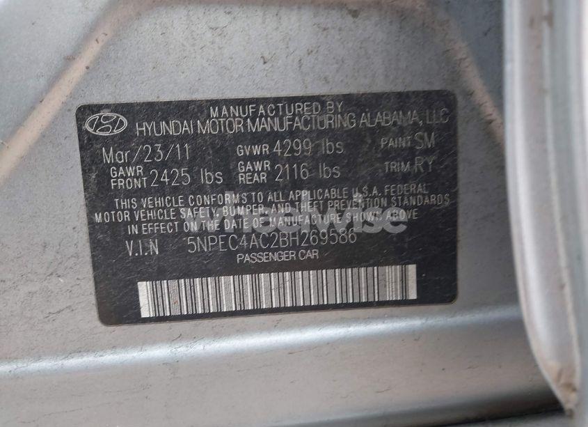 Photo 9 of 2011 Hyundai Sonata LIMITED (VIN 5NPEC4AC2BH269586)