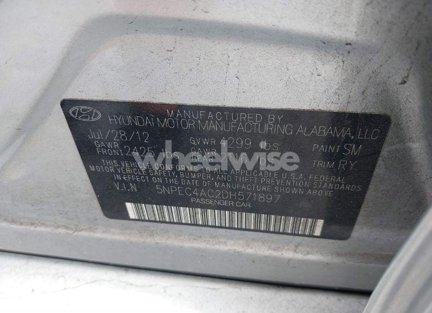 Photo 9 of 2013 Hyundai Sonata LIMITED (VIN 5NPEC4AC2DH571897)