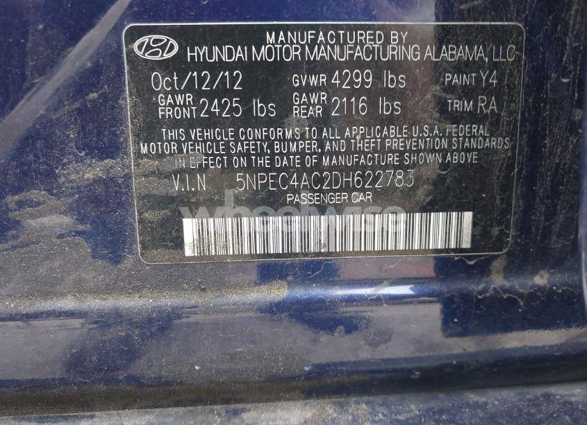 Photo 9 of 2013 Hyundai Sonata SE (VIN 5NPEC4AC2DH622783)