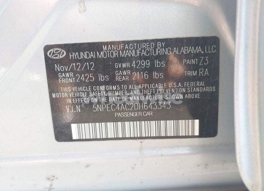 Photo 9 of 2013 Hyundai Sonata LIMITED (VIN 5NPEC4AC2DH643343)