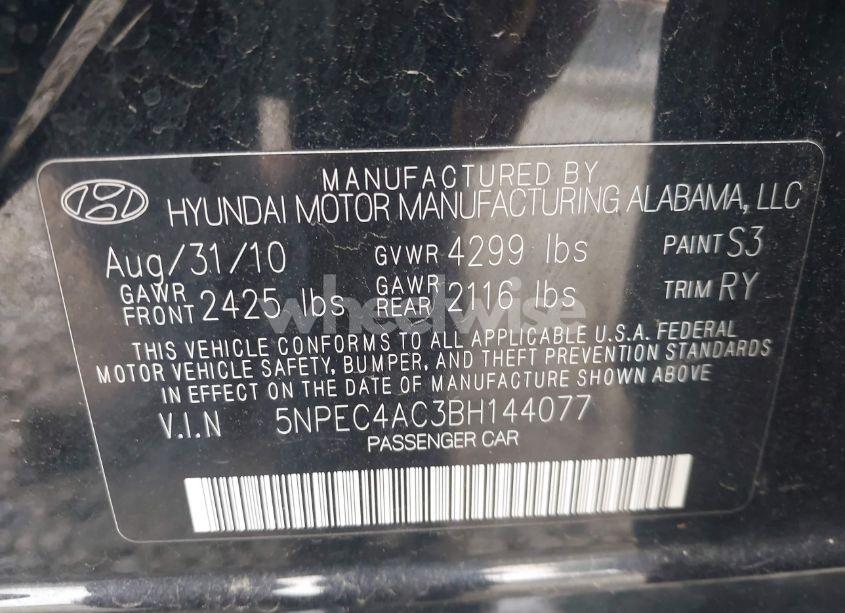 Photo 9 of 2011 Hyundai Sonata LIMITED (VIN 5NPEC4AC3BH144077)