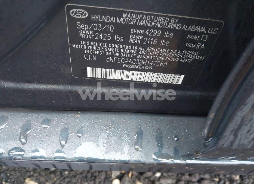 Photo 9 of 2011 Hyundai Sonata LIMITED (VIN 5NPEC4AC3BH147268)