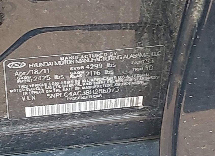 Photo 9 of 2011 Hyundai Sonata LIMITED (VIN 5NPEC4AC3BH286073)