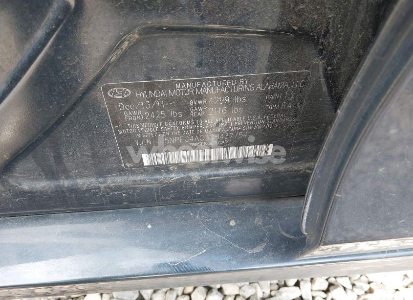 Photo 9 of 2012 Hyundai Sonata SE (VIN 5NPEC4AC3CH437754)