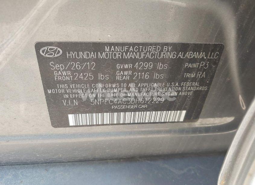 Photo 9 of 2013 Hyundai Sonata LIMITED (VIN 5NPEC4AC3DH612229)