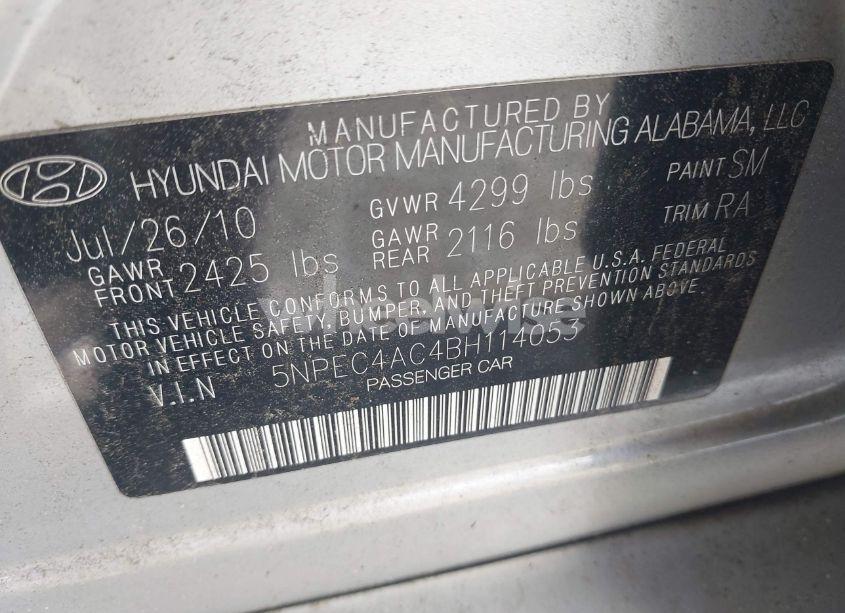 Photo 9 of 2011 Hyundai Sonata LIMITED (VIN 5NPEC4AC4BH114053)
