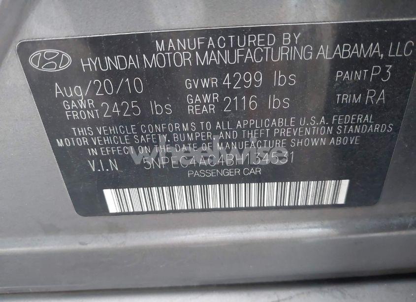 Photo 9 of 2011 Hyundai Sonata LIMITED (VIN 5NPEC4AC4BH134531)