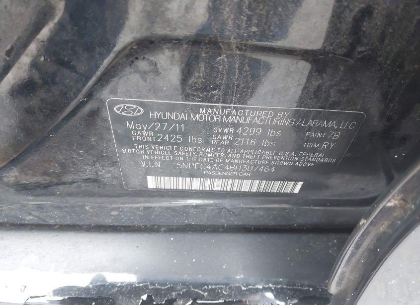 Photo 9 of 2011 Hyundai Sonata LIMITED (VIN 5NPEC4AC4BH307464)