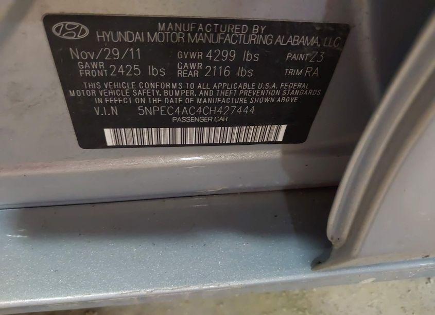 Photo 9 of 2012 Hyundai Sonata LIMITED (VIN 5NPEC4AC4CH427444)